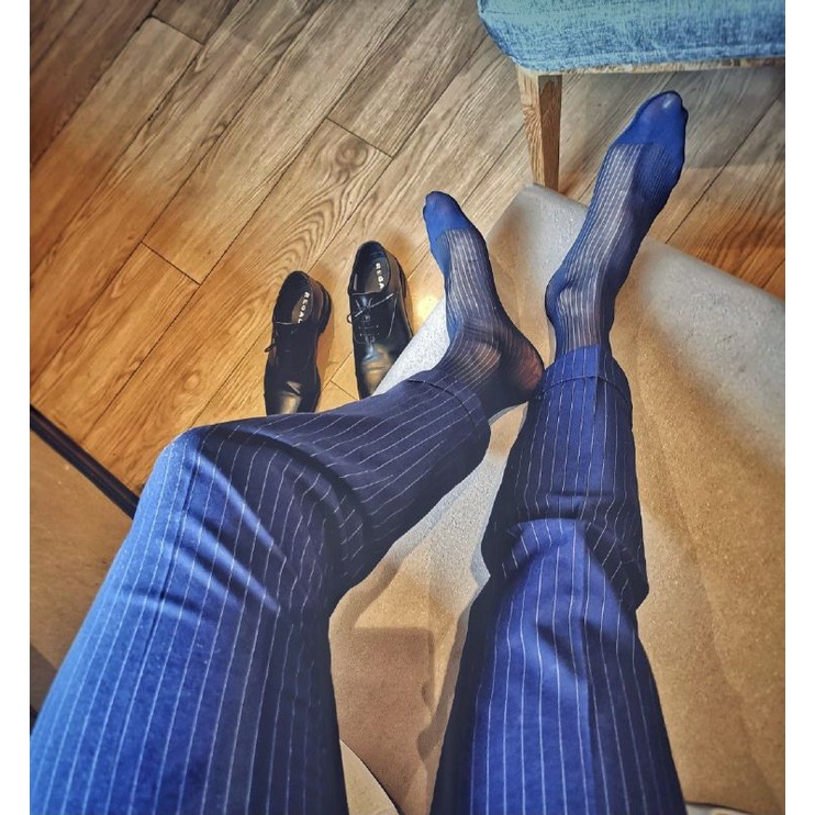 Vớ nam tất nam công sở cổ cao màu xanh đen sheer socks sheersocks