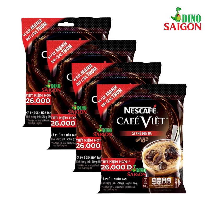 Combo 4 Bịch Cà Phê Hòa Tan NESCAFÉ Café Việt Đen Đá (Bịch 35 Gói x 16g)