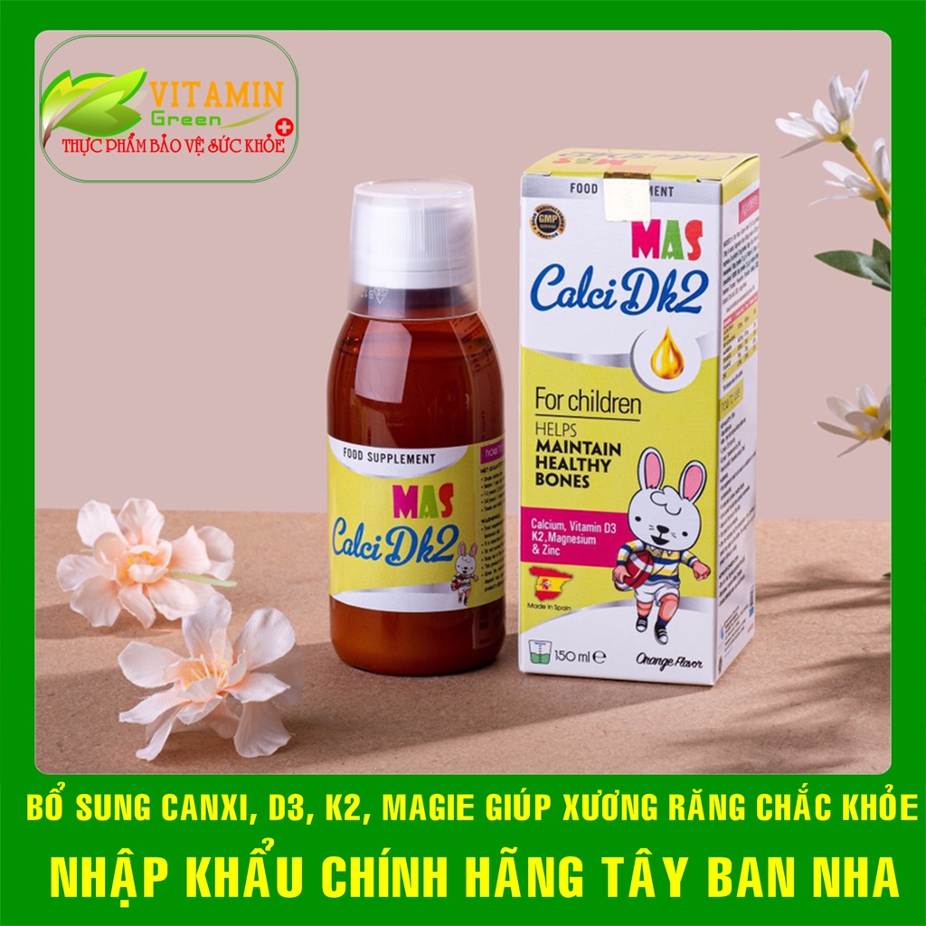 MAS CALCI DK2 BỔ SUNG CANXI D3K2, KẼM, MAGIE CHO BÉ GIÚP PHÁT TRIỂN CHIỀU CAO | NHẬP KHẨU CHÍNH HÃNG TÂY BAN NHA