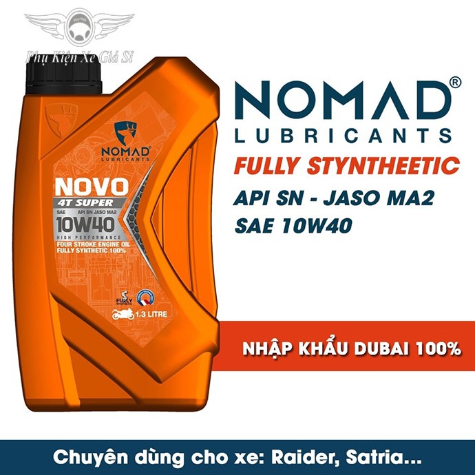 Nhớt Xe Máy Tổng Hợp Toàn Phần NOMAD 1.3 Lít API SN- JASO MA2 5W40 Xe Phân Khối Lớn, Satria, Raider NK DUBAI MS3745