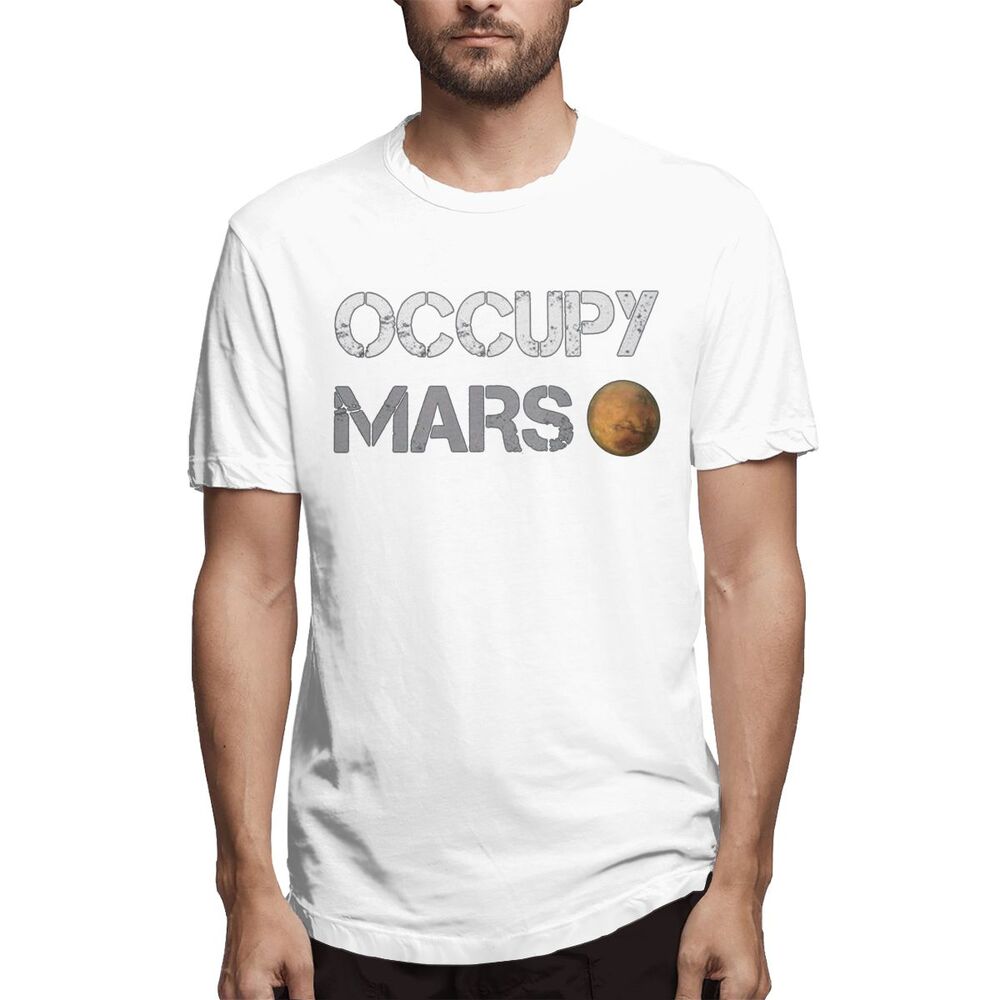 XIAOQIU Spacex Elon Musk Occupy Mars Classic Heavy Metal Rock And Roll 100% cottton Men T Shirt Birthday Gift