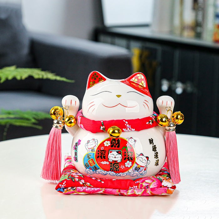 Mèo thần tài 14cm Tấn Tài Tấn Lộc gốm sứ cao cấp - Mèo may mắn chiêu tài | BigBuy360 - bigbuy360.vn