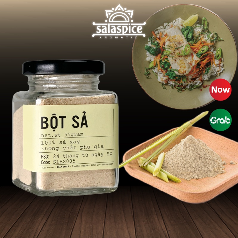 Bột Sả SALA SPICE Lemongrass Powder 100% xả say siêu thơm , dùng chế biến món ăn tiện lợi dễ dàng,hương vị thơm ngon