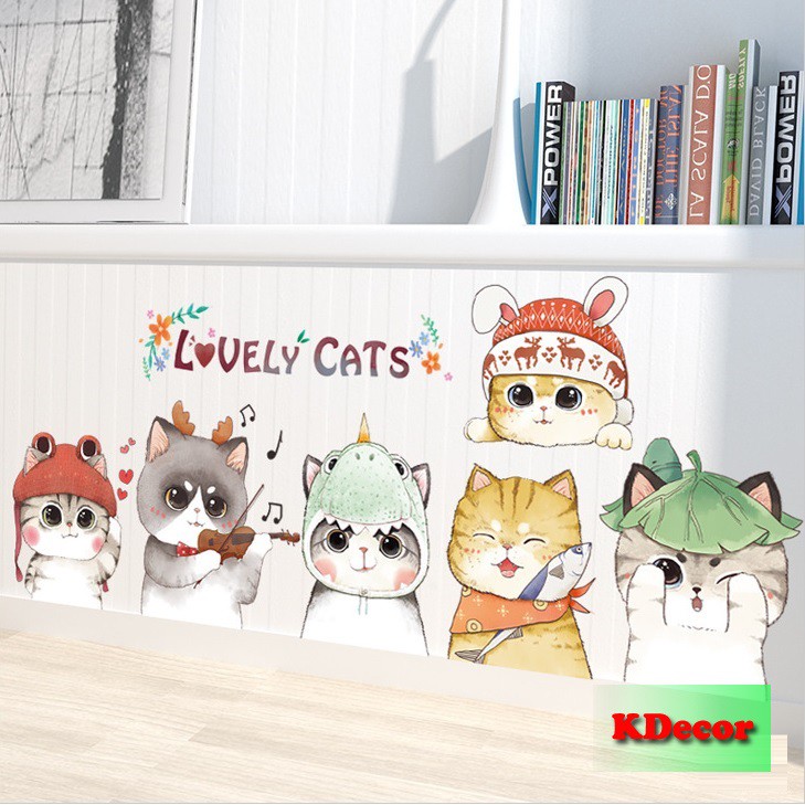 Decal dán tường mèo ngọt ngào