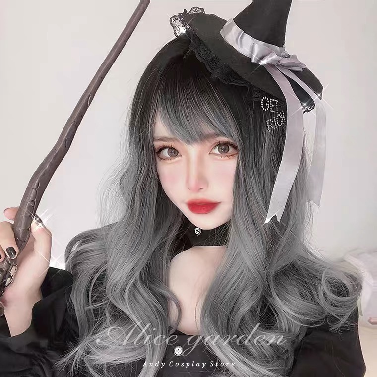 [CÓ SẴN] Tóc giả/ Wig teen đen xám Saori Alice Garden