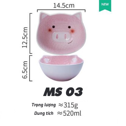 Bộ sản phẩm bát đĩa heo hồng cho trẻ em hàng nội địa
