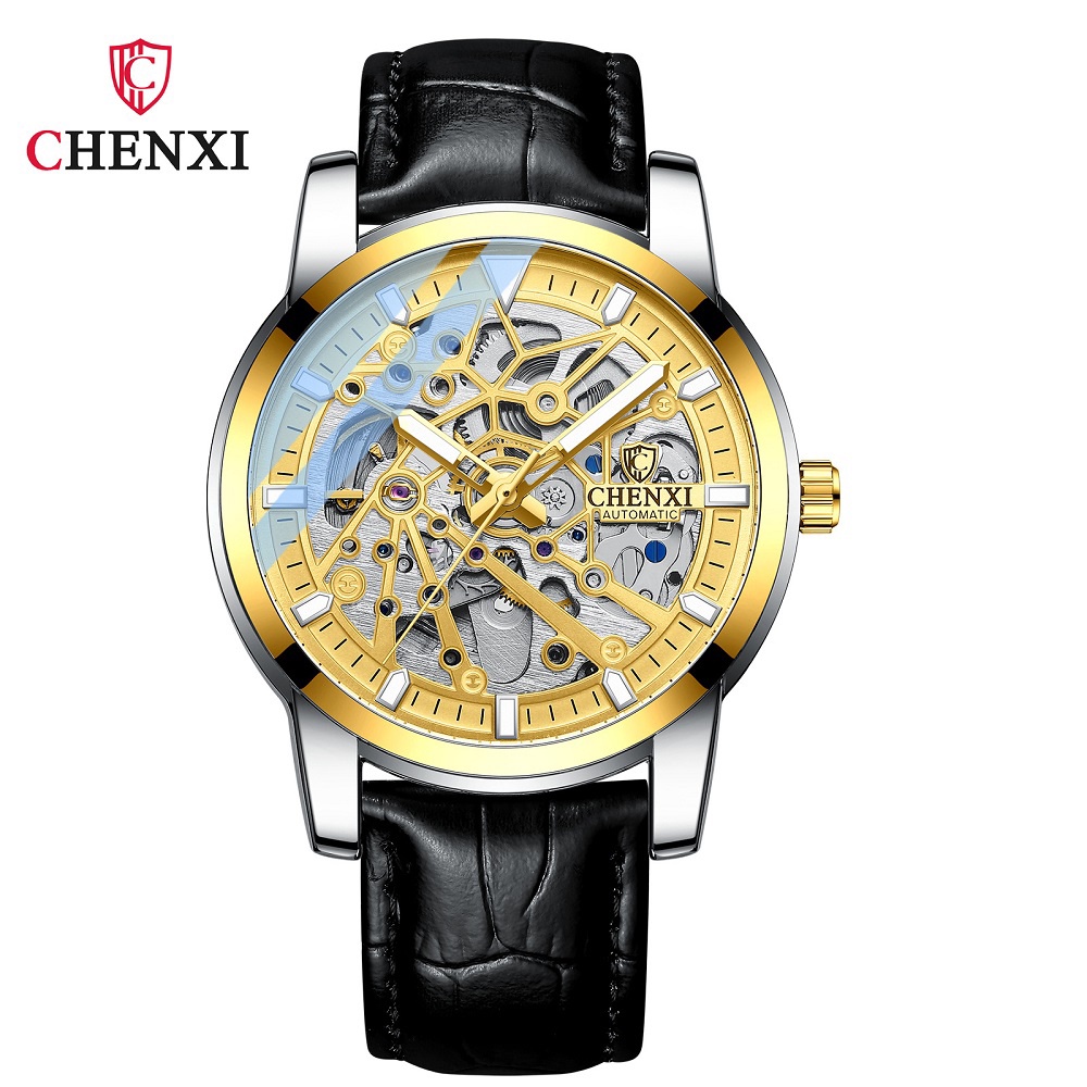 Đồng Hồ Cơ Tự Động Chexi Bằng Thép Không Gỉ Hoặc Da Dạ Quang Chống Nước Sang Trọng Thời Trang Cho Nam