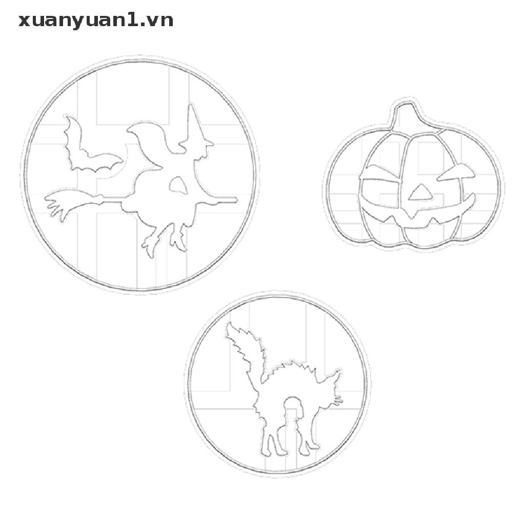 Set 1 / 3 Khuôn Cắt Bánh Quy Tạo Hình Chủ Đề Halloween Độc Đáo Tiện Dụng