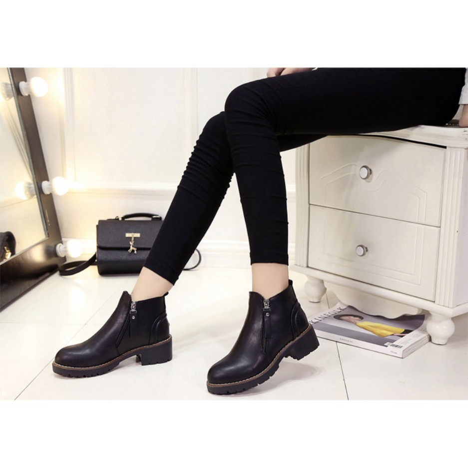 Boots nữ thấp cổ có khóa, giày boot nữ lót lông hàn quốc | BigBuy360 - bigbuy360.vn
