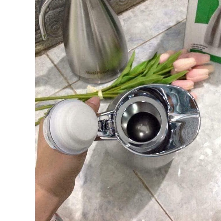 Phích nước Inox giữ lạnh 2 lít 2000ml có tay cầm - bình giữ nhiệt mỏ vịt Nutifood Inox cao cấp 1.5 lít 1500ml