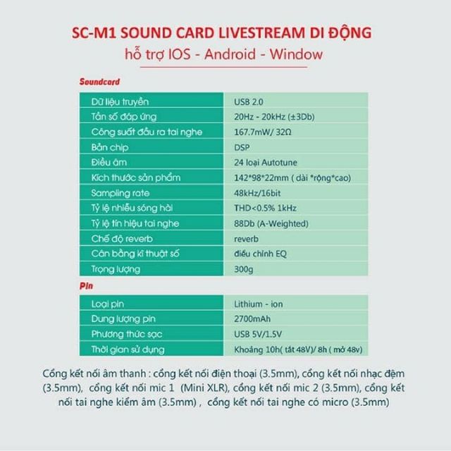 SOUNDCARD HÁT LIVESTREAM THU ÂM ĐIỆN THOẠI TAKSTAR MX1 SC-M1