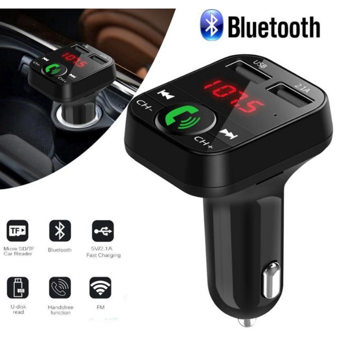 Tẩu sạc USB kép rảnh tay kiêm máy nghe nhạc MP3 bluetooth phát FM cho xe ô tô (Dùng cho oto đời cũ không có  bluetooth)