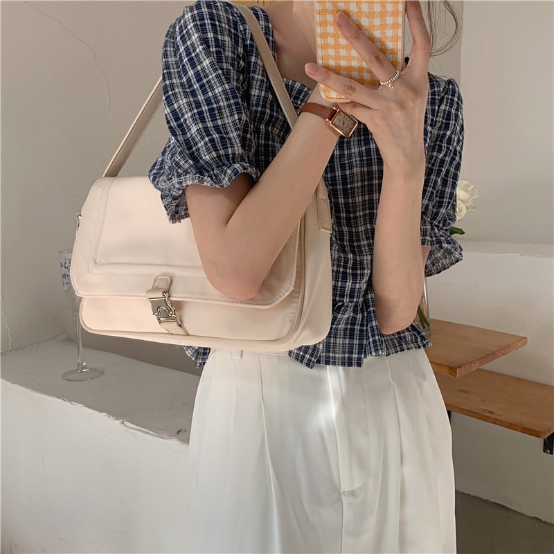 Túi đeo chéo bằng nylon màu sắc đơn giản phong cách Hàn Quốc