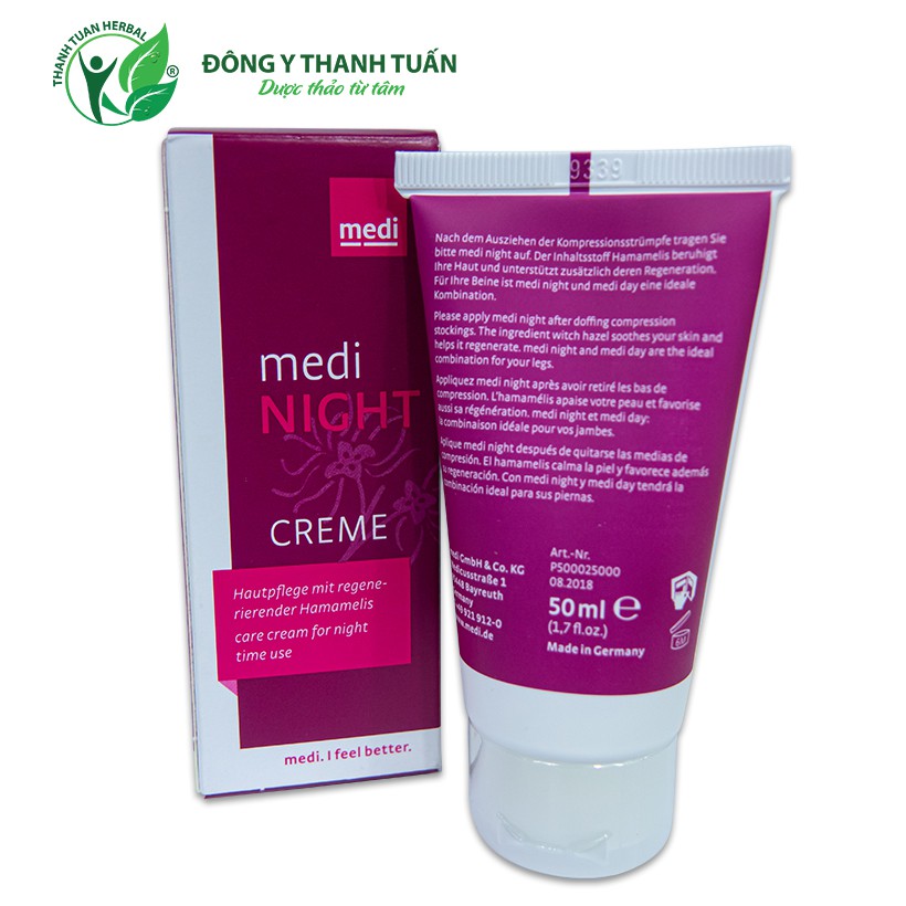 Kem hỗ trợ điều trị suy giãn tĩnh mạch Medi Night Creme - Tuýp dùng vào ban đêm