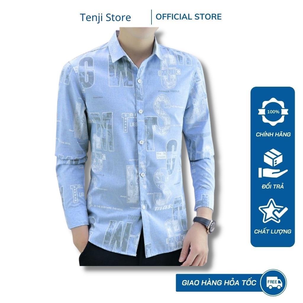 Áo sơ mi nam, Sơ mi nam tay dài chất lụa họa tiết logo ver cao cấp thời trang hàn quốc nhiều mẫu mới Tenji1