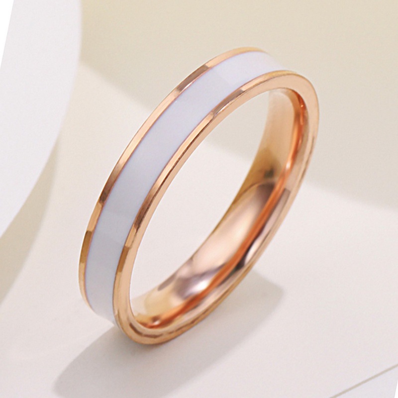 Nhẫn thép không gỉ tráng men đơn giản cổ điển 4mm cho nữ mã 5040