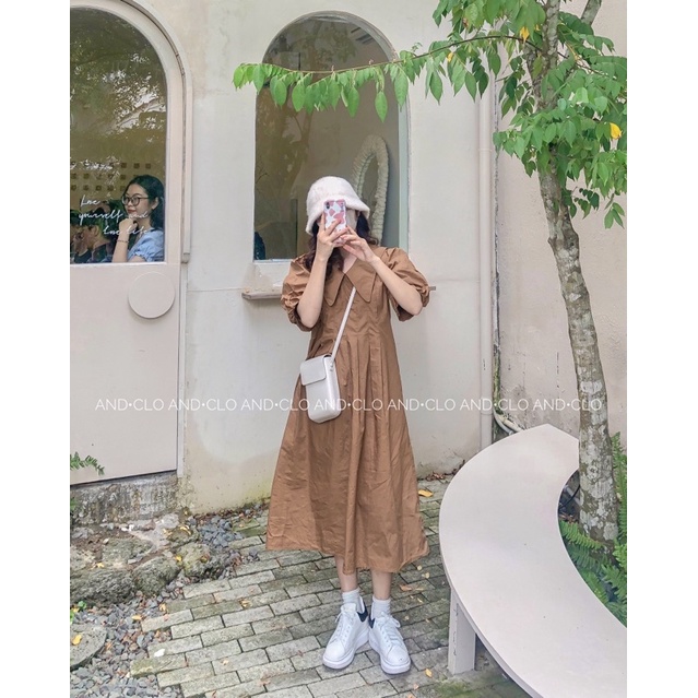 Đầm cổ Đức chít eo thô Hàn