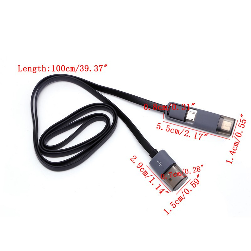 CRE  2 in 1 USB Male To Type-C+Micro USB Data Charging Cable Cord For Samsung HTC LG