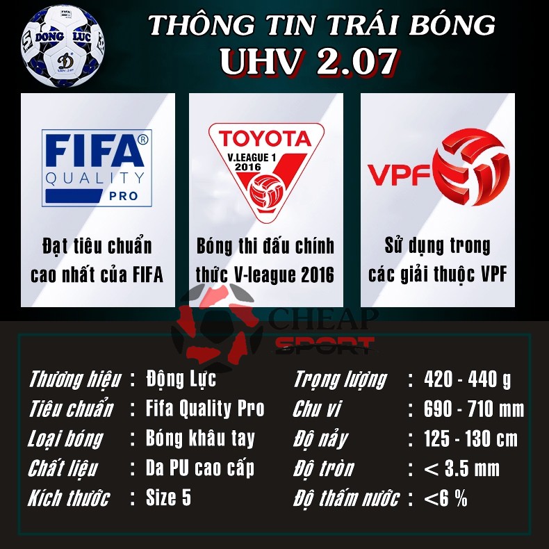 Bóng Đá UHV 2.07 Tiêu Chuẩn Fifa Chính Hãng Động Lực