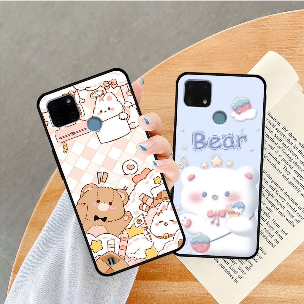 Ốp lưng Realme C21Y - Realme C25 /C25s - C25Y in hình caro gấu thỏ dễ thương
