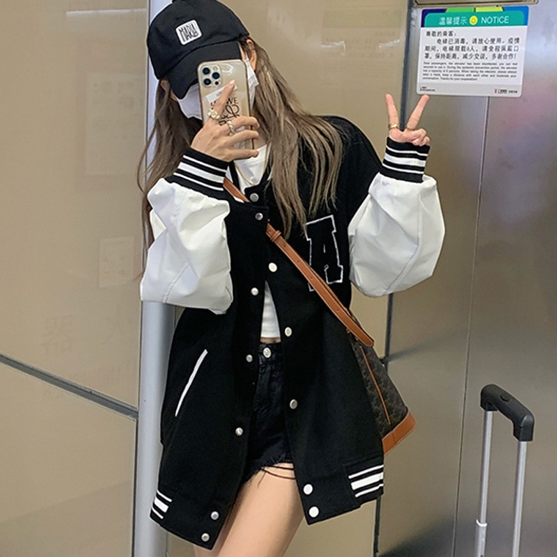 IELGY  Áo Khoác Bóng Chày Dáng Rộng Phong Cách Hàn Quốc Cho Nữ