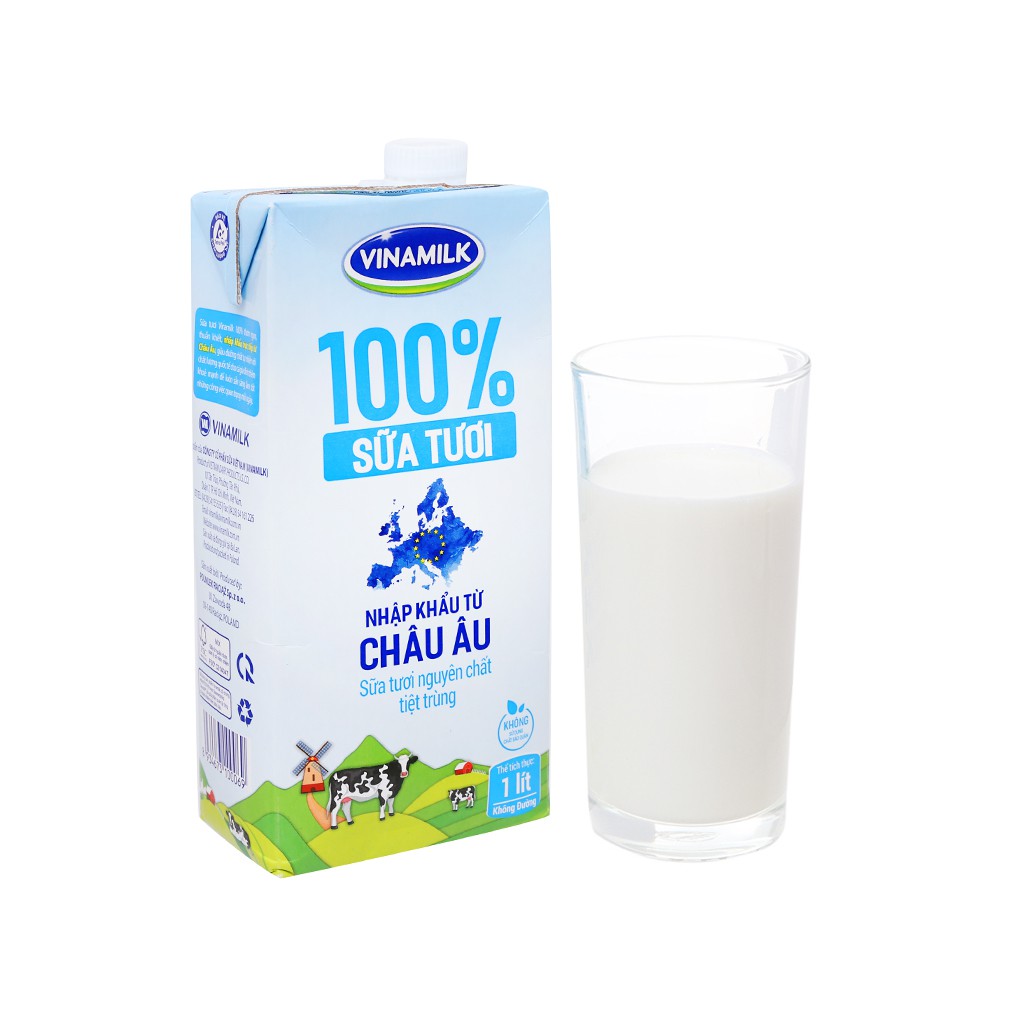 Sữa tươi nguyên chất không đường Vinamilk Nhập khẩu 100% hộp 1 lít