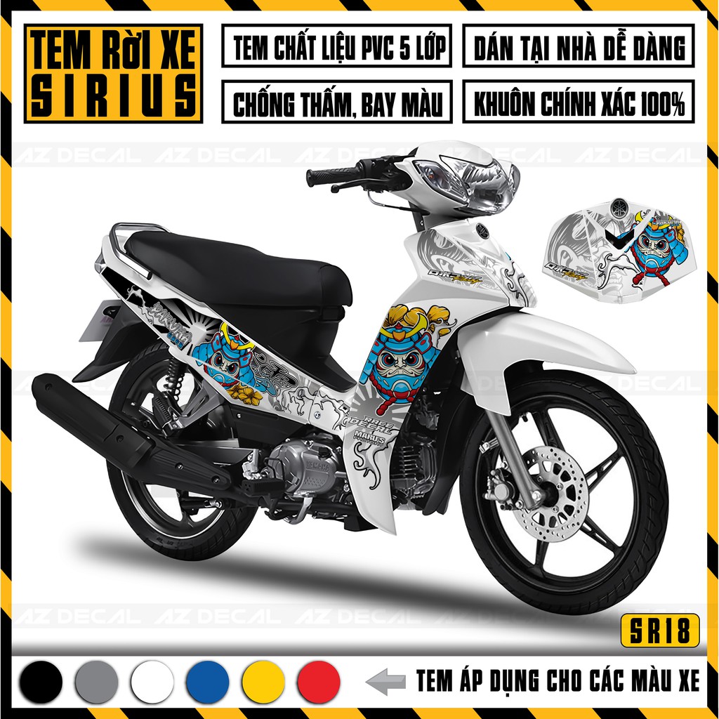 Tem Xe Sirius Mẫu Daruma | SR18 | Tem Rời Dễ Dán Tại Nhà, Decal Chống Nước, Chống Bay Màu