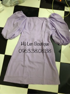 ĐẦM TÍM CỔ VUÔNG TAY PHỒNG (KÈM HÌNH THẬT)