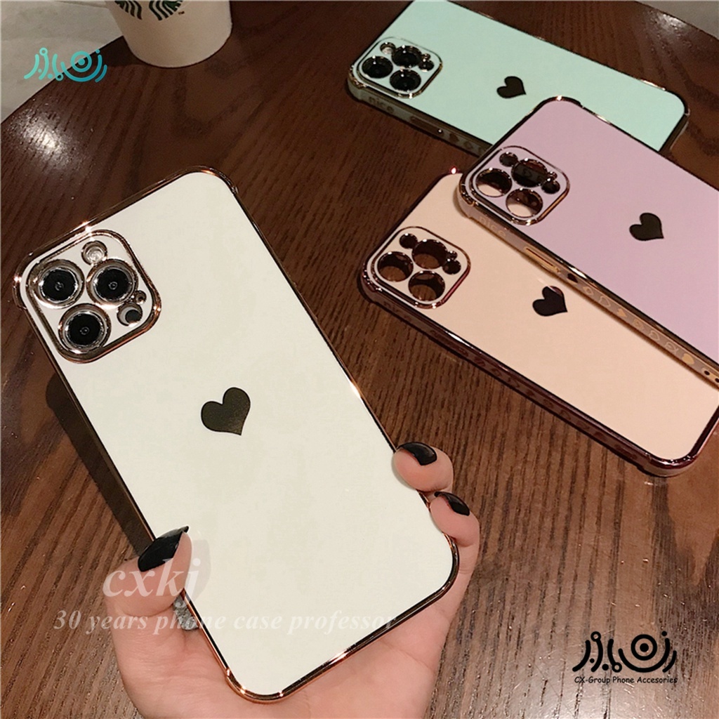 Ốp điện thoại silicon chống sốc mạ điện họa tiết trái tim 6D thích hợp cho Iphone 11 12 Pro Max 7 + 8 Plus