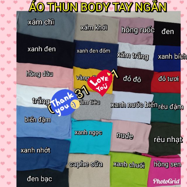 Áo thun nữ body tay ngắn dáng chuẩn đẹp, thun gân tăm mềm mịn