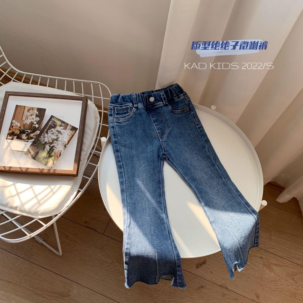 Hàng Mới Về Quần Jeans Ống Loe Ôm Dáng Thời Trang Xuân Thu Phong Cách Hàn Quốc Cho Bé Gái