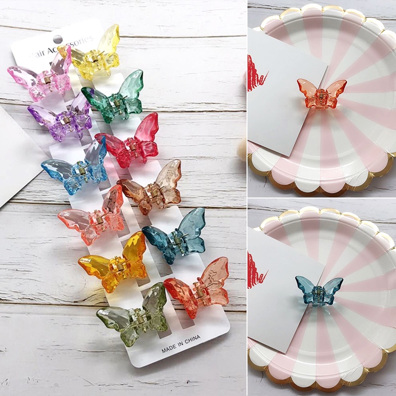 Kẹp Tóc Trong Suốt Màu Kẹo Hình Bướm Dễ Thương