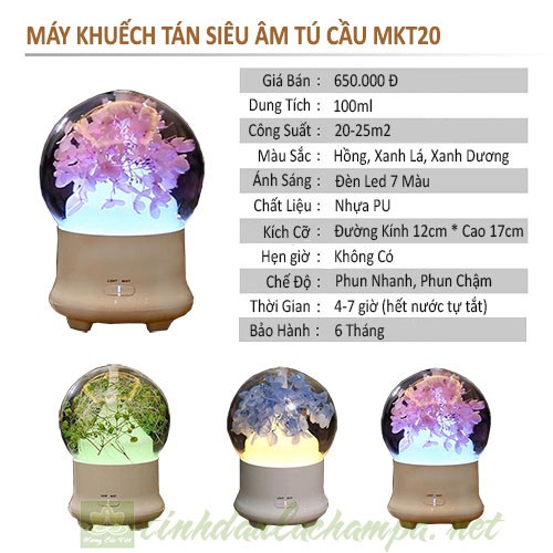 Máy xông tinh dầu Cẩm Tú Cầu CAO CẤP [Tặng lọ tinh dầu tràm] Bảo hành 6 tháng