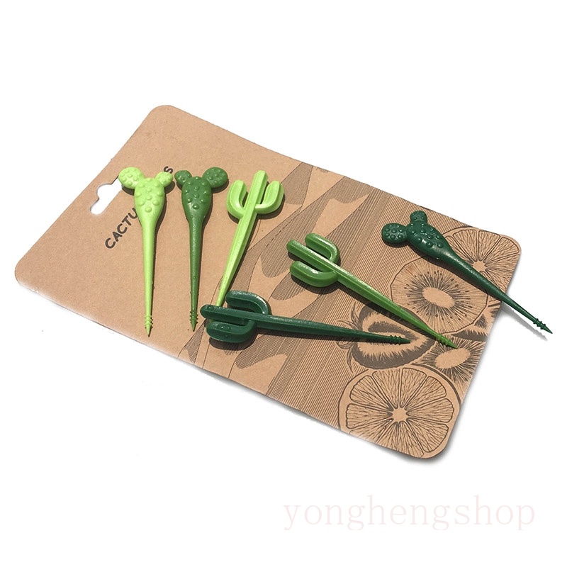 Set 6 nĩa ăn trái cây hình cây xương rồng dễ thương