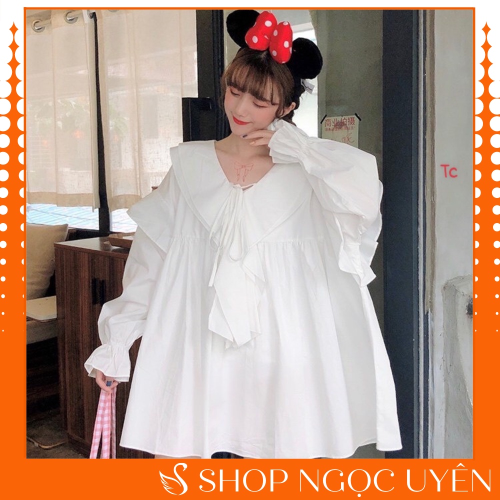 Áo sơ mi nữ babydoll, áo sơ mi kiểu nữ form rộng giấu quần cực xinh - Ngọc Uyên Store