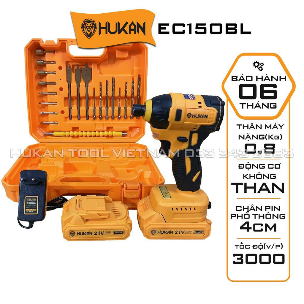 Máy chuyên vít dùng pin HUKAN EC150BL Tặng 20 Phụ kiện Không Chổi Than Chân pin phổ thông 4cm