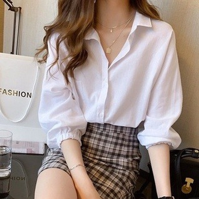 Áo sơ mi tay dài dáng rộng phong cách Hàn Quốc thời trang mùa xuân dành cho nữ 21830 | BigBuy360 - bigbuy360.vn