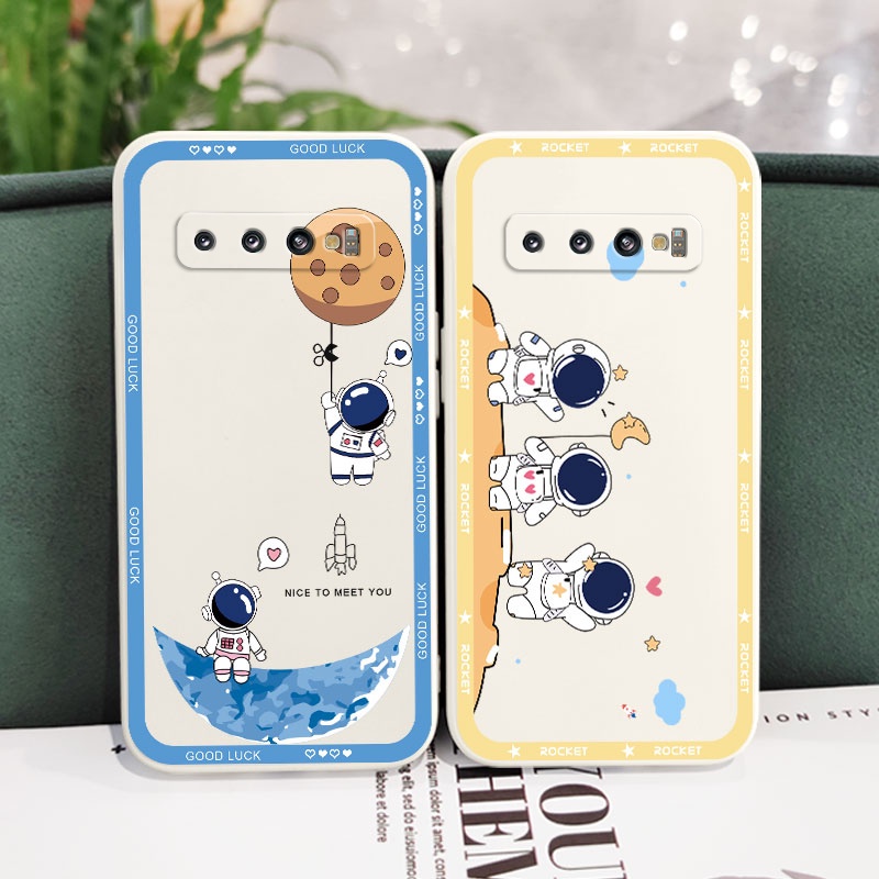 Ốp Điện Thoại Mềm Họa Tiết Phi Hành Gia Mặt Trăng Sáng Tạo Cho Samsung Galaxy S10 S10E Plus S9 Plus