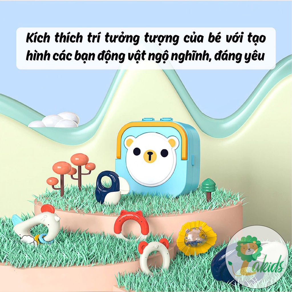 Xúc xăc gặm nướu cho bé UMOO bộ đồ chơi cho bé sơ sinh 10 chi tiết có hộp đựng - Lakids