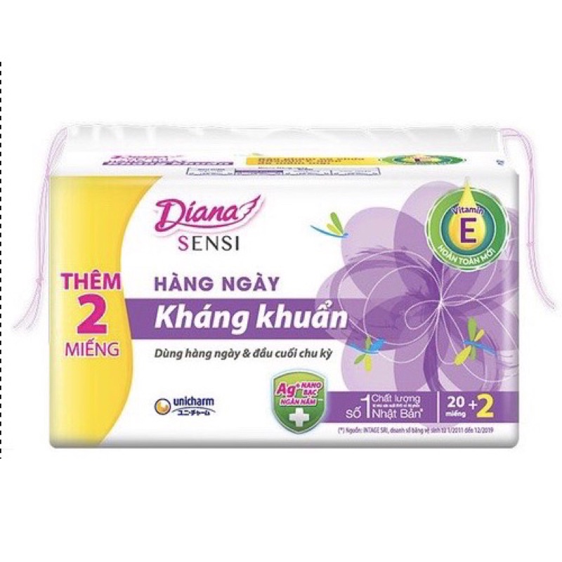 BĂNG VỆ SINH DIANA SENSI HÀNG NGÀY KHÁNG KHUẨN 155mm