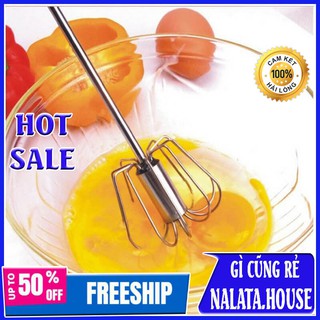 Cây đánh trứng inox trục tự xoay, đồ đánh trứng cầm tay chất lượng cao đa năng