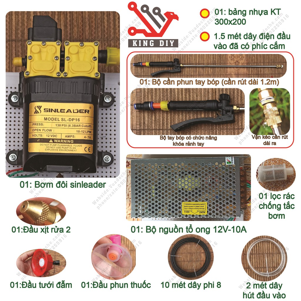 Máy bơm nước mini tăng áp tưới cây, phun sương, máy rửa xe mini cầm tay áp lực cao