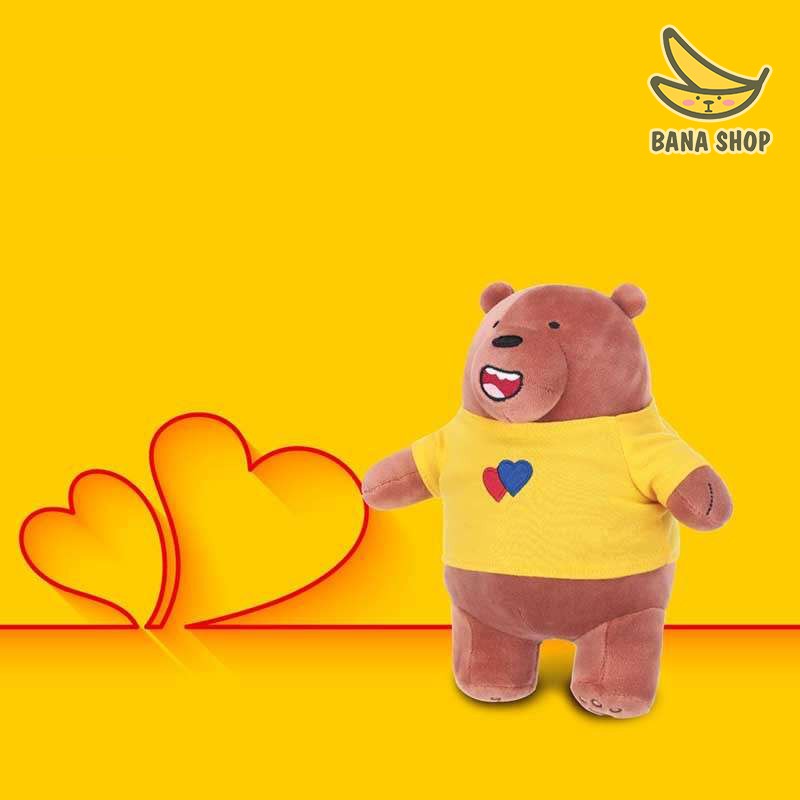 Gấu bông ba chú gấu Bare Bear Chúng tôi đơn giản là Gấu mặc áo tim NoBrand