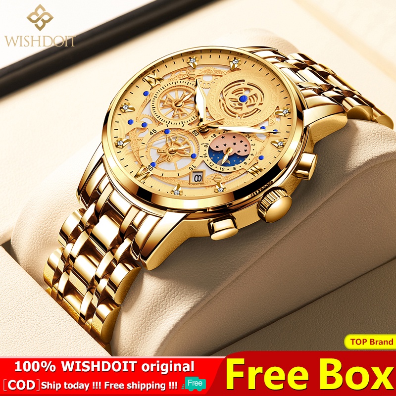 Đồng hồ thạch anh WISHDOIT dây đeo thép không gỉ chống nước màu đen phong cách doanh nhân cho nam
 | BigBuy360 - bigbuy360.vn