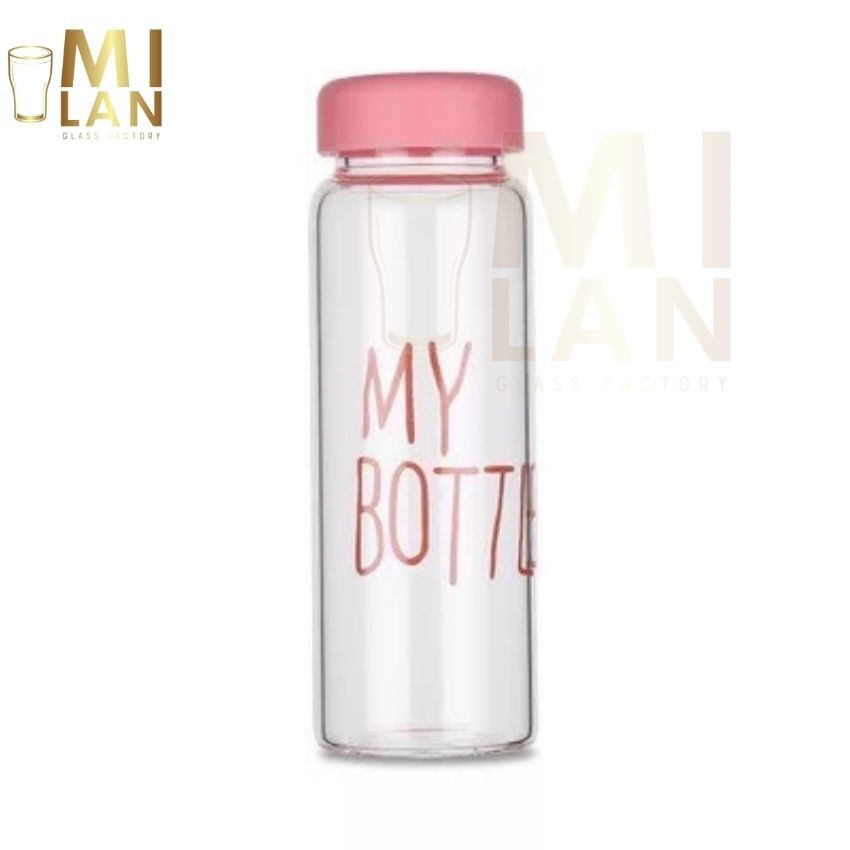 [COMBO 5] BÌNH ĐỰNG NƯỚC THỦY TINH IN CHỮ MY BOTTLE NẮP NHỰA NHIỀU MÀU SẮC 500ML ML-A006