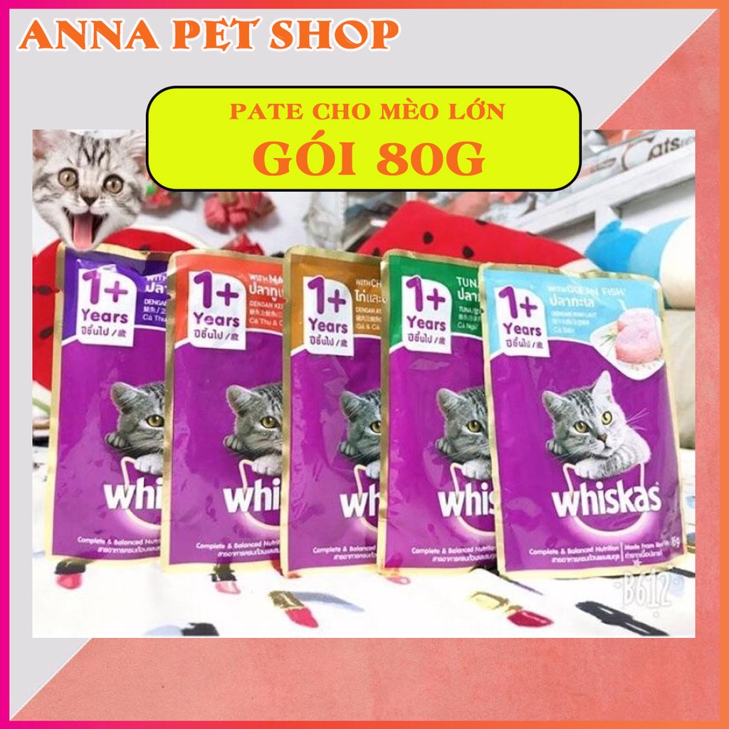 Thức ăn cho mèo Pate whiskas 80g các vị
