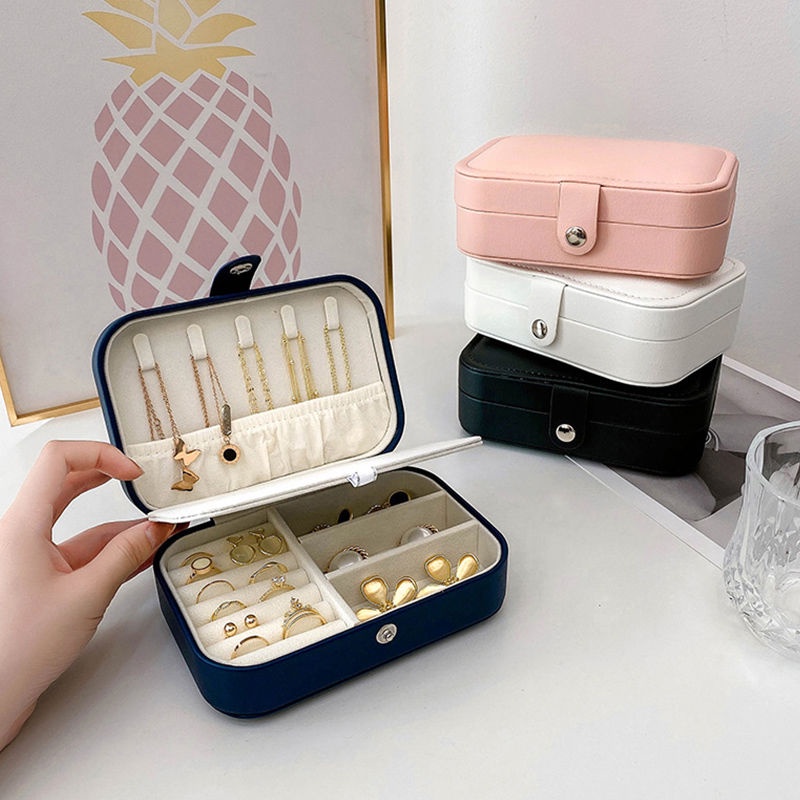 Hộp Đựng Trang Sức Bằng Da Sức Chứa Lớn Có Khóa