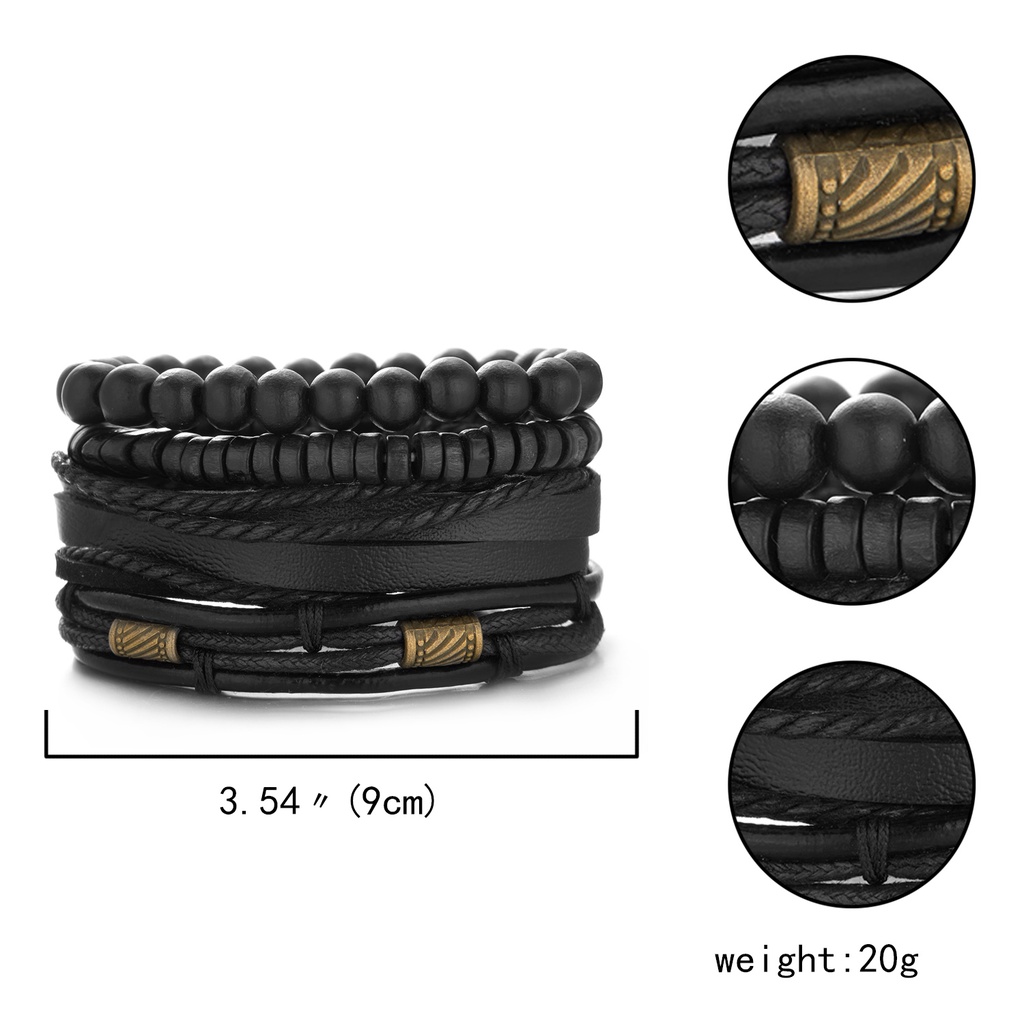 Set 5 vòng đeo tay da RINHOO FRIENDSHIP thời trang cá tính cho nữ