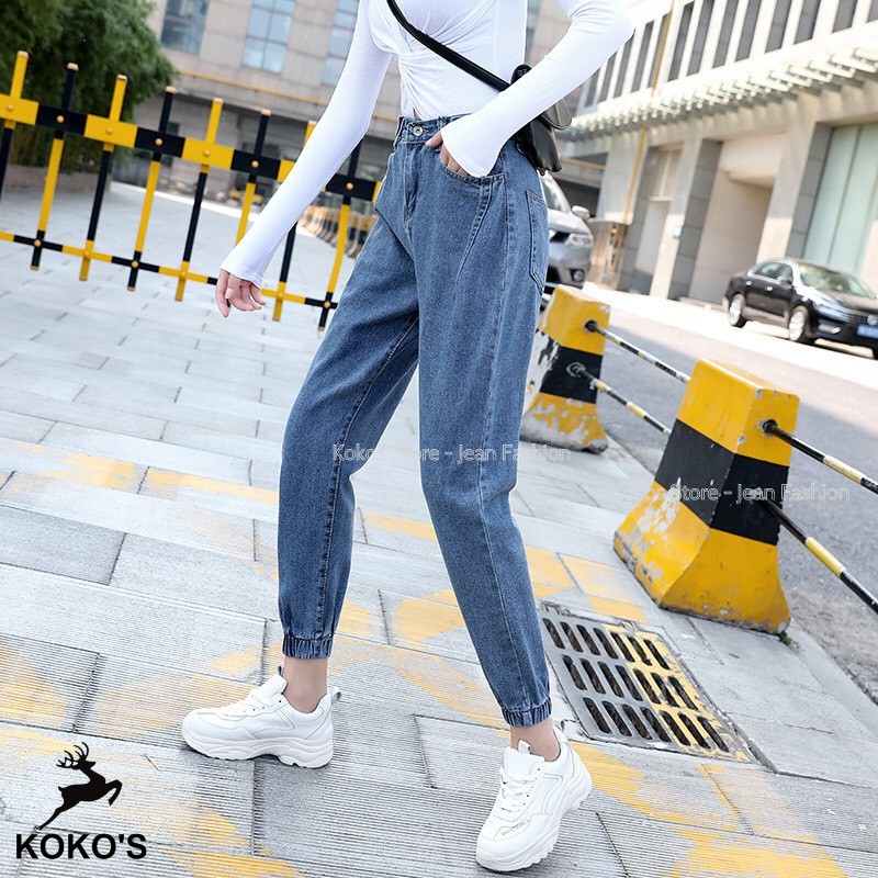 Quần Jeans nữ baggy, lưng cao, đẹp, không rách, phong cách Hàn Quốc, dáng cơ bản, mặc gọn gàng, trẻ trung , phong cách