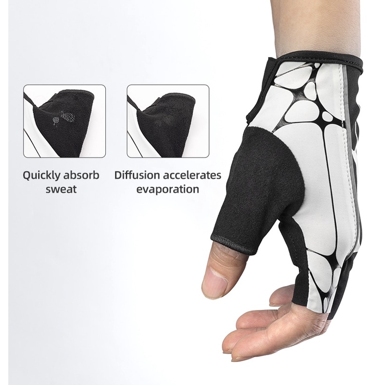 Găng tay ROCKBROS đạp xe hở ngón bằng silicone dày dặn thoáng khí thấm hút mồ hôi